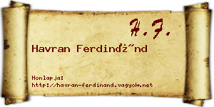 Havran Ferdinánd névjegykártya