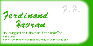 ferdinand havran business card